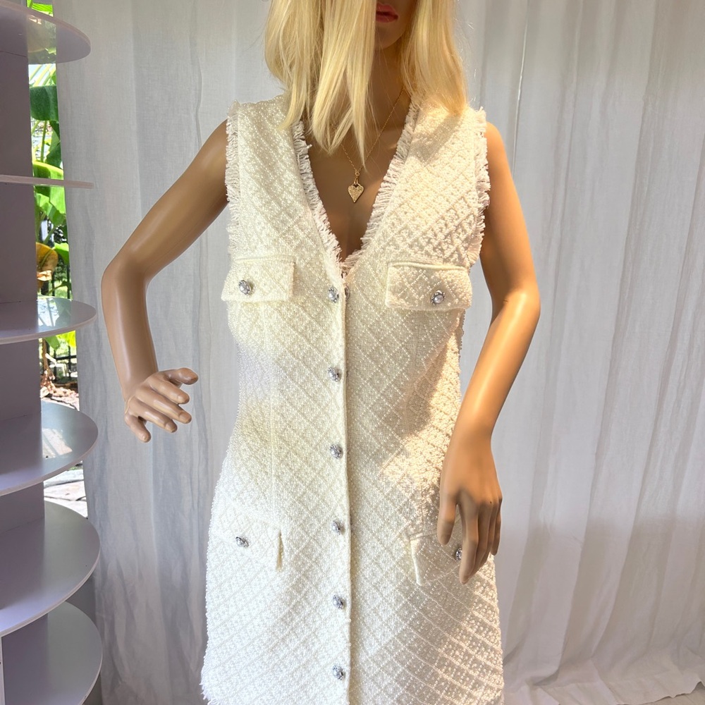 BHLDN Cream Textured Mini Dress BRAND NEW